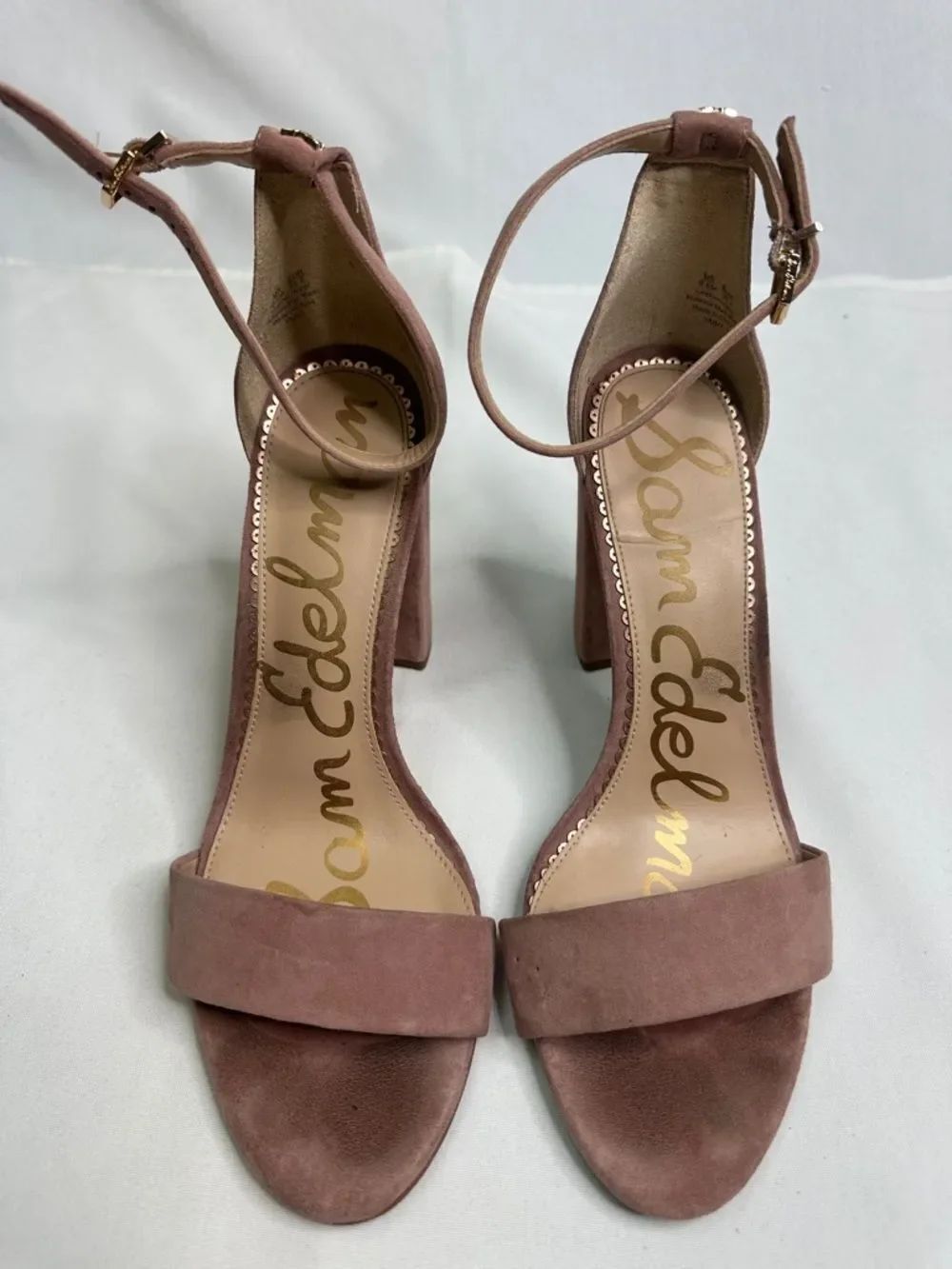 Sam Edelman Rose Suede Ankle-Strap Block Heels
